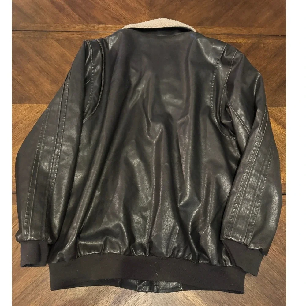 The Original Arizona Jean Mens Faux‎ Leather Bomber Jacket Sherpa Collar XLT |W1